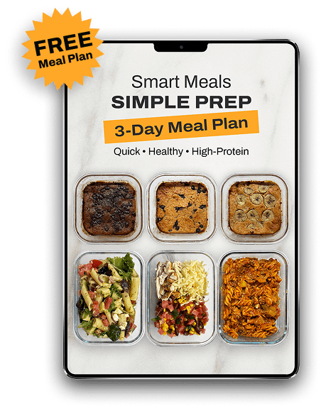 Free Smart Meals Simple Prep 3-day meal plan guide with meal prep containers